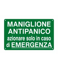 Etichetta adesiva 'maniglione antipanico / azionare solo in caso di emergenza'