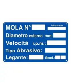 Cartello 'mola n° ___ fabbricante