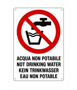 Cartello multilingue 'acqua non potabile'