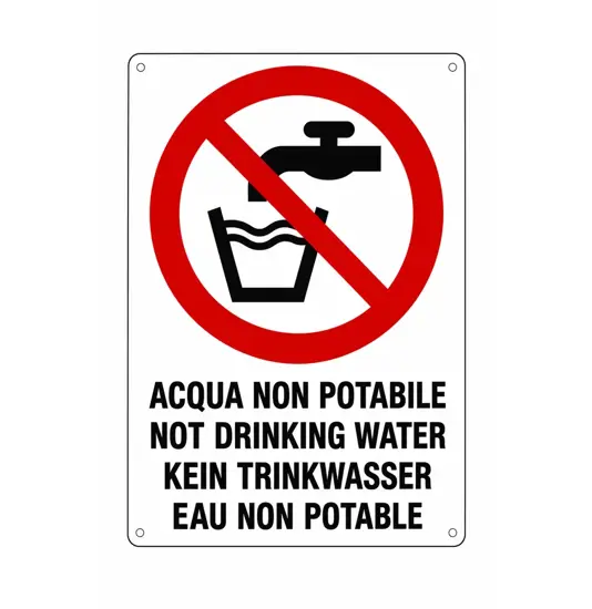 Cartello multilingue 'acqua non potabile'