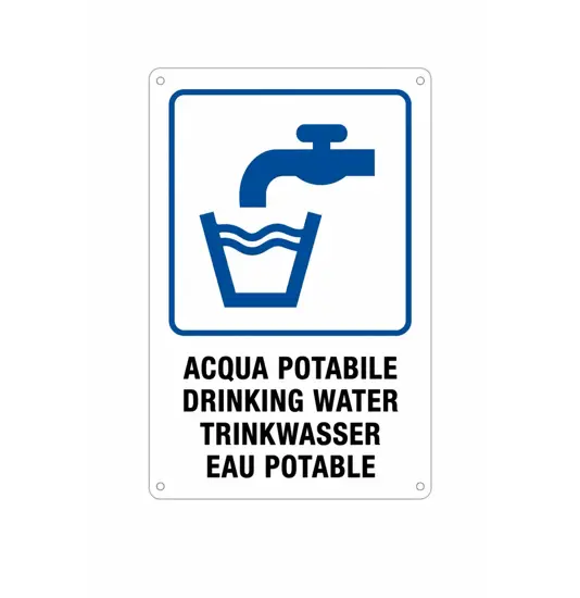Cartello multilingue 'acqua potabile'