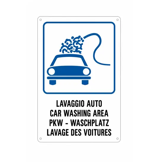 Cartello multilingue 'lavaggio auto'
