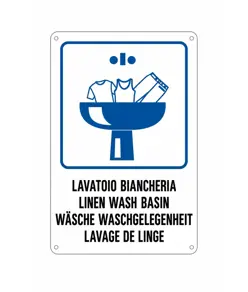 Cartello multilingue 'lavatoio biancheria'