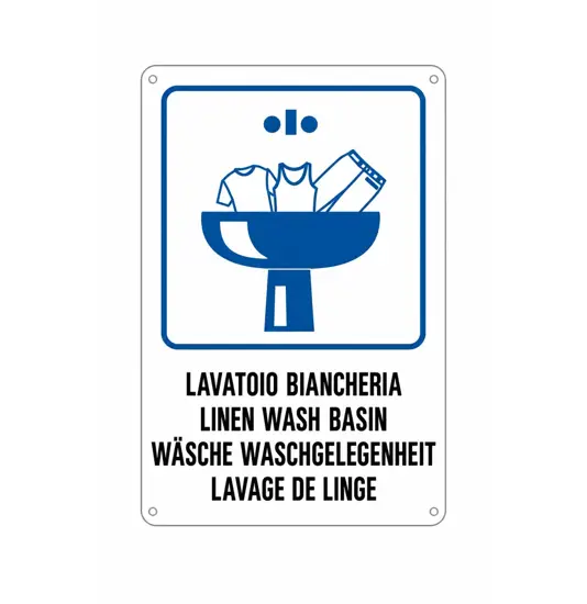 Cartello multilingue 'lavatoio biancheria'