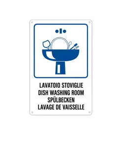 Cartello multilingue 'lavatoio stoviglie'