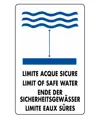 Cartello multilingue 'limite acque scure'