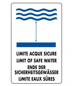 Cartello multilingue 'limite acque scure'