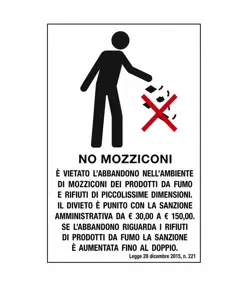 Cartello multilingue 'no mozziconi'