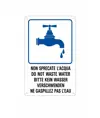 Cartello multilingue 'non sprecare l'acqua'