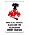 Cartello multilingue 'pericolo d'incendio'