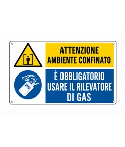 Cartello multisimbolo 'attenzione ambiente confinato, è obbligatorio...'