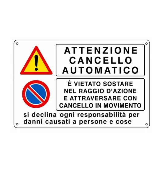 Cartello multisimbolo  'Cancello automatico'