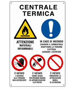 Cartello multisimbolo 'centrale termica'