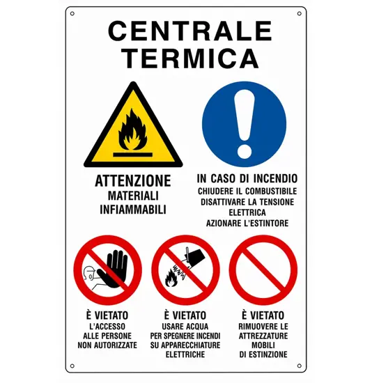 Cartello multisimbolo 'centrale termica'
