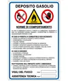 Cartello multisimbolo norme comportamento  'Deposito gasolio'