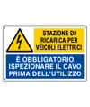Cartello multisimbolo obbligo e pericolo 'stazione di ricarica per veicoli elettrici...'