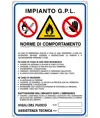Cartello multisimbolo per depositi GPL 'impianto GPL'