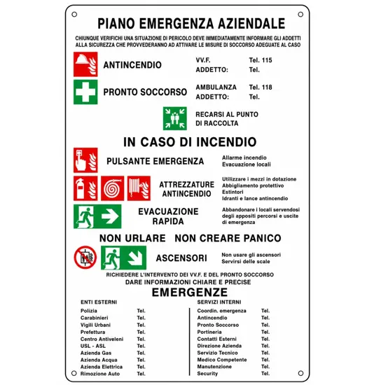 Cartello multisimbolo 'piano emergenza condomini'