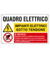 Adesivo multisimbolo 'quadro elettrico, impianti elettrici sotto tensione...'