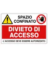 Cartello multisimbolo 'spazio confinato, divieto di accesso'