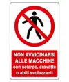 Cartello  non avvicinarsi alle macchine con sciarpe, cravatte o abiti svolazzanti