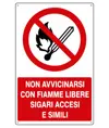 Cartello  non avvicinarsi con fiamme libere sigari accesi e simili