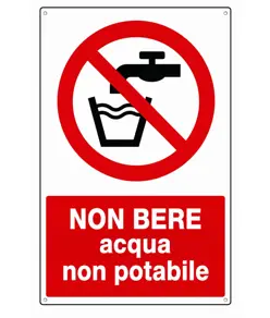 Cartello  non bere acqua non potabile