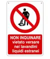 Cartello  non inquinare vietato versare nei lavandini liquidi estranei