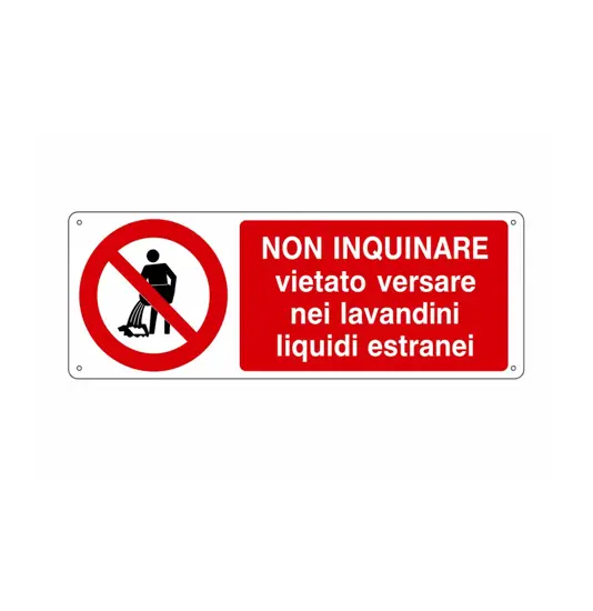 Cartello  non inquinare vietato versare nei lavandini liquidi estranei