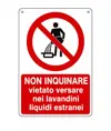 Cartello  non inquinare vietato versare nei lavandini liquidi estranei