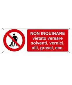 etichette adesive  non inquinare, vietato versare solventi
