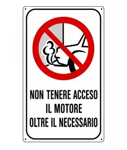 Cartello 'non tenere acceso il motore oltre il necessario'