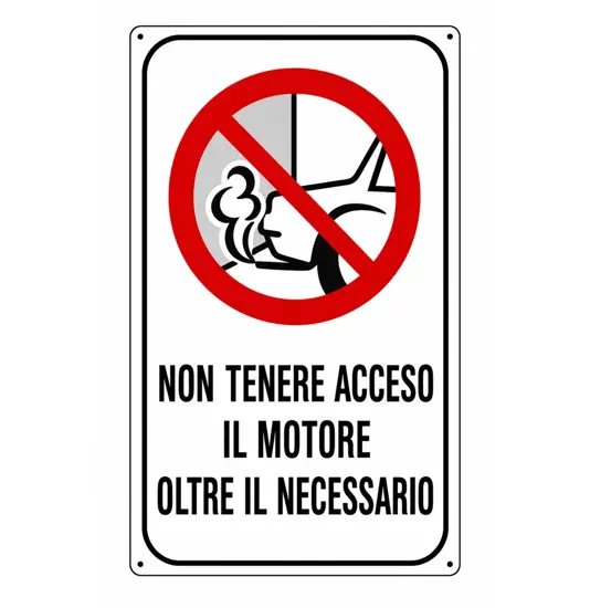Cartello 'non tenere acceso il motore oltre il necessario'