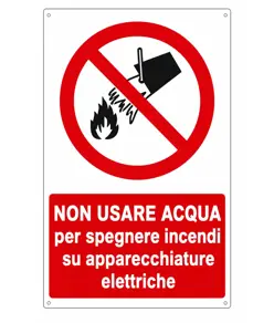 Cartello  non usare acqua per spegnere