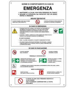 Cartello 'norme di comportamento in caso di emergenza'