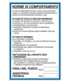 Cartello 'norme di comportamento in caso di gas o incendio'
