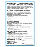 Cartello 'norme di comportamento in caso di gas o incendio'