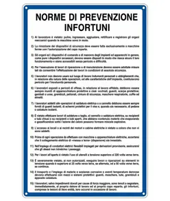 Cartello 'norme di prevenzione infortuni'