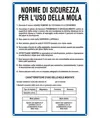 Cartello 'norme di sicurezza per l'uso della mola'