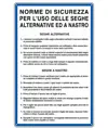 Cartello 'norme di sicurezza per l'uso delle seghe'