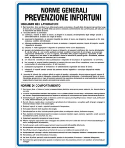 Cartello 'norme generali prevenzione infortuni'