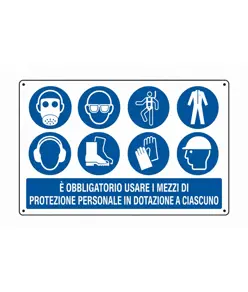 Cartello obbligatorio  usare i mezzi di protezione personale