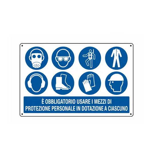 Cartello obbligatorio  usare i mezzi di protezione personale