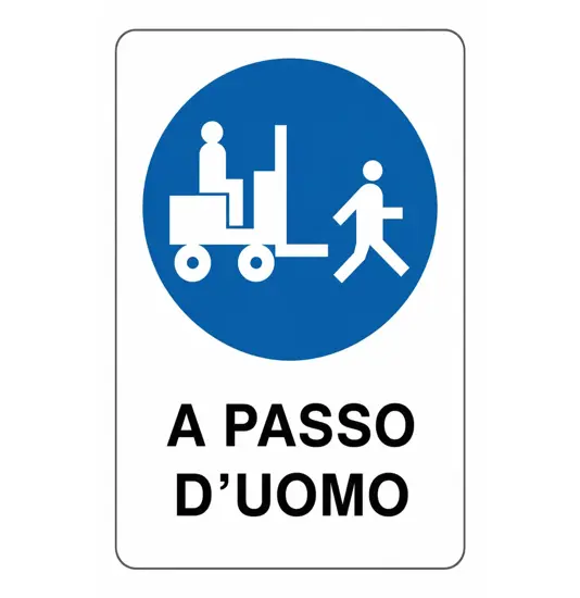 Cartello obbligo carrelli  a passo d'uomo