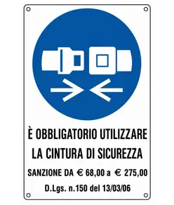 Cartello obbligo cintura di sicurezza