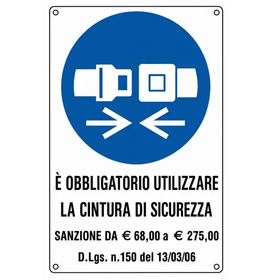 Cartello obbligo cintura di sicurezza