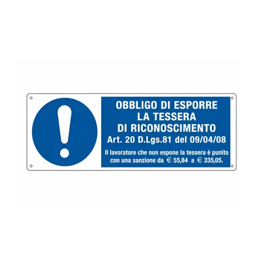 Cartello  obbligo di esporre la tessera di riconoscimento