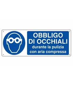 etichette adesive  obbligo di occhiali durante la pulizia con aria compressa
