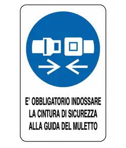 Cartello obbligo indossare cintura per muletto