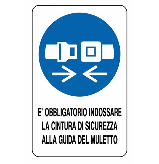Cartello obbligo indossare cintura per muletto